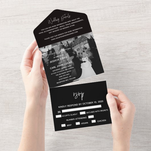 ハロウィン幽霊のよく出るハウスカップル結婚ズ10月 オールインワン招待状 (貼ってはがせる)