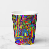 ハロウィン幽霊のよく出るハウスカラフル抽象芸術 紙コップ (裏面)