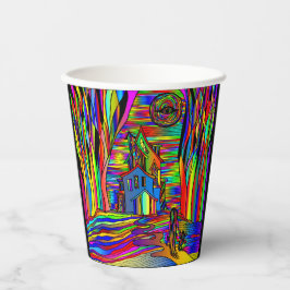 ハロウィン幽霊のよく出るハウスカラフル抽象芸術 紙コップ
