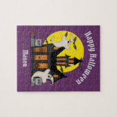 ハロウィン幽霊のよく出るハウスキッズパーソナライズされた ジグソーパズル (横)