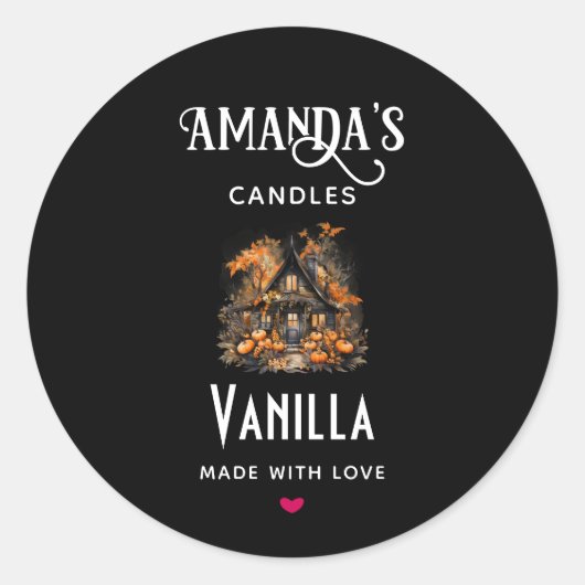 ハロウィン幽霊のよく出るハウスキャンドルビジネス ラウンドシール (正面)