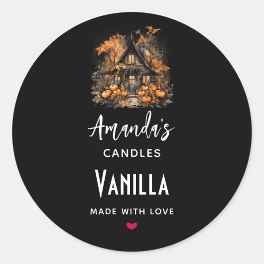 ハロウィン幽霊のよく出るハウスキャンドルビジネス ラウンドシール (正面)