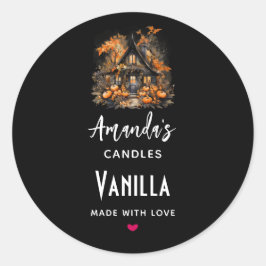 ハロウィン幽霊のよく出るハウスキャンドルビジネス ラウンドシール