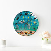 ハロウィン幽霊のよく出るハウスクロック ラージ壁時計