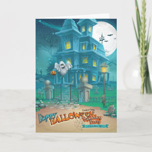 ハロウィン幽霊のよく出るハウスグリーティングカード カード