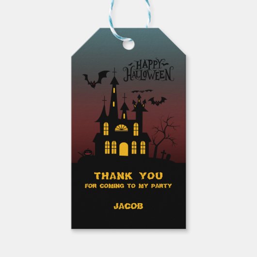 ハロウィン幽霊のよく出るハウスサンキュー ギフトタグ (正面)