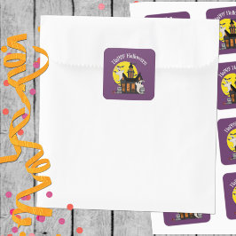 ハロウィン幽霊のよく出るハウスステッカー スクエアシール