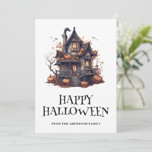 ハロウィン幽霊のよく出るハウスパンプキンスカード シーズンカード (スタンド正面)