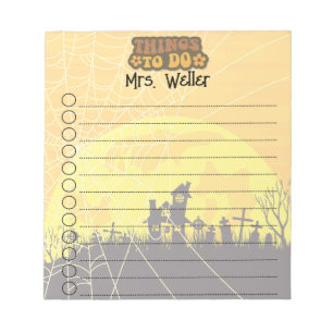 ハロウィン幽霊のよく出るハウスパーソナライズされた先生トゥド ノートパッド