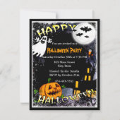 ハロウィン幽霊のよく出るハウスパーティの招待状 招待状 (正面)