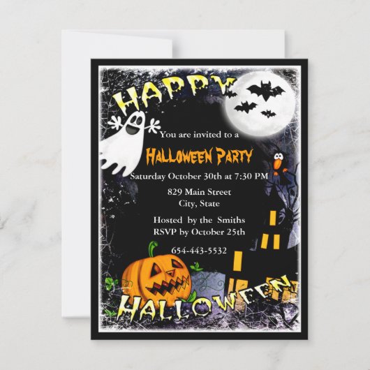 ハロウィン幽霊のよく出るハウスパーティの招待状 招待状 (正面)