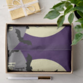 ハロウィン幽霊のよく出るハウスブラックこうもりフルムーンパープル 薄葉紙 (ギフト)