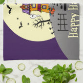 ハロウィン幽霊のよく出るハウスブラックこうもりフルムーン幽霊 キッチンタオル (折り畳み)