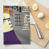 ハロウィン幽霊のよく出るハウスブラックこうもりフルムーン幽霊 キッチンタオル (四つ折り)