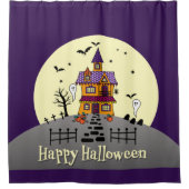 ハロウィン幽霊のよく出るハウスブラックこうもりフルムーン幽霊 シャワーカーテン (正面)