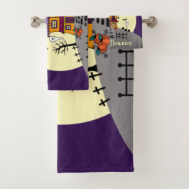 ハロウィン幽霊のよく出るハウスブラックこうもりフルムーン幽霊 バスタオルセット