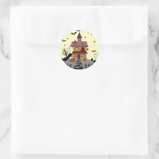 ハロウィン幽霊のよく出るハウスブラックこうもりフルムーン幽霊 ラウンドシール (バッグ)