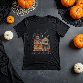 ハロウィン幽霊のよく出るハウスブラックTシャツ Tシャツ