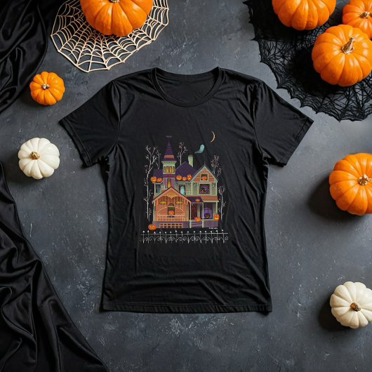 ハロウィン幽霊のよく出るハウスブラックTシャツ Tシャツ