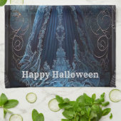 ハロウィン幽霊のよく出るハウスブルーナイトホラー キッチンタオル (折り畳み)