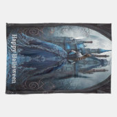 ハロウィン幽霊のよく出るハウスブルーナイトホラー キッチンタオル (横)