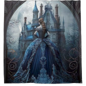 ハロウィン幽霊のよく出るハウスブルーナイトホラー シャワーカーテン (正面)