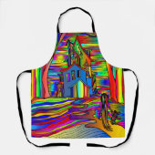 ハロウィン幽霊のよく出るハウスホラーカラフル抽象芸術 エプロン (正面)