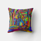 ハロウィン幽霊のよく出るハウスホラーカラフル抽象芸術 クッション (裏面)