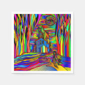 ハロウィン幽霊のよく出るハウスホラーカラフル抽象芸術 スタンダードカクテルナプキン (正面)