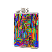 ハロウィン幽霊のよく出るハウスホラーカラフル抽象芸術 フラスク (左)