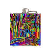 ハロウィン幽霊のよく出るハウスホラーカラフル抽象芸術 フラスク (裏面)