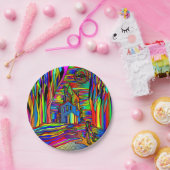 ハロウィン幽霊のよく出るハウスホラー抽象芸術カラフル7" ペーパープレート (パーティー)