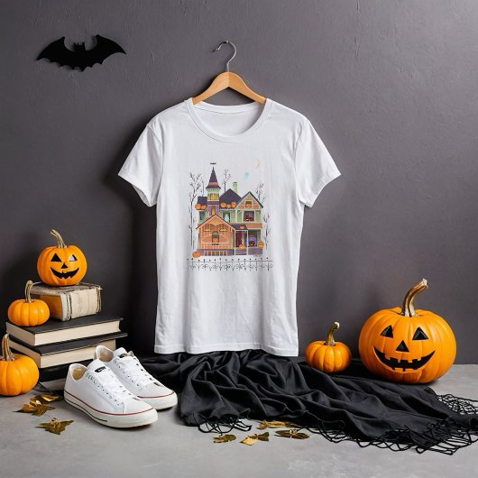 ハロウィン幽霊のよく出るハウスホワイトTシャツ Tシャツ