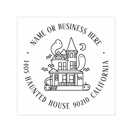 ハロウィン幽霊のよく出るハウス名前をカスタムする差出人住所 セルフインキングスタンプ (デザイン)
