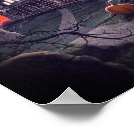 ハロウィン幽霊のよく出るハウス墓地 ポスター (角)