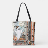 ハロウィン幽霊のよく出るハウス幽霊パンプキンこうもり トートバッグ (裏面)
