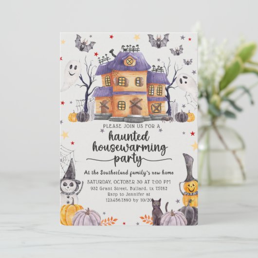 ハロウィン幽霊のよく出るハウス引っ越し祝いパーティーパーティー 招待状 (スタンド正面)