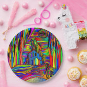 ハロウィン幽霊のよく出るハウス抽象芸術カラフル9" ペーパープレート (パーティー)