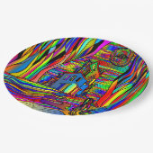 ハロウィン幽霊のよく出るハウス抽象芸術カラフル9" ペーパープレート (アングル)