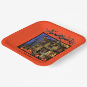 ハロウィン幽霊のよく出るハウス招待状 ペーパープレート (傾斜あり)