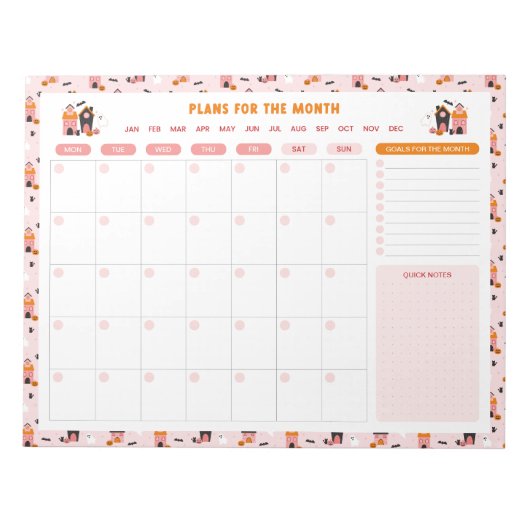 ハロウィン幽霊のよく出るハウス毎月行うリストプランナー ノートパッド (正面)