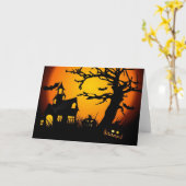 ハロウィン幽霊のよく出るハウス カード (黄色い花)
