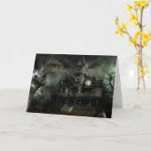 ハロウィン幽霊のよく出るハウス カード (黄色い花)