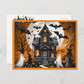 ハロウィン幽霊のよく出るハウス シーズンポストカード (正面/裏面)
