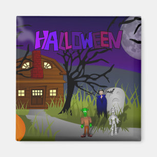 ハロウィン幽霊のよく出るハウス マグネット