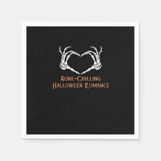 ハロウィン幽霊のよく出るハート骨格骨冷却クラ スタンダードカクテルナプキン (正面)