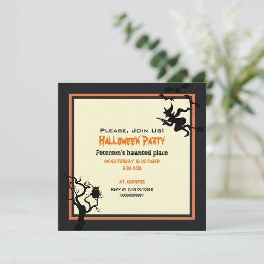 ハロウィン幽霊のよく出るプレイスパーティの招待状スクエア 招待状 (スタンド正面)