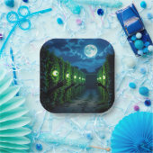 ハロウィン幽霊のよく出るヘッジホラー ペーパープレート (パーティー)