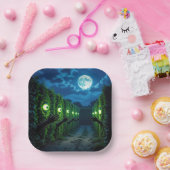 ハロウィン幽霊のよく出るヘッジホラー ペーパープレート (パーティー)