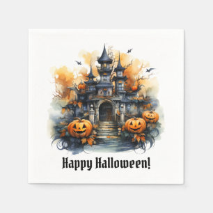 ハロウィン幽霊のよく出る城紙パーティーナプキン スタンダードカクテルナプキン
